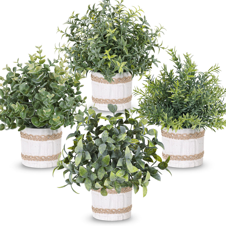 Der Rose 4-pack artificial plants brighten desks with year-round greenery.