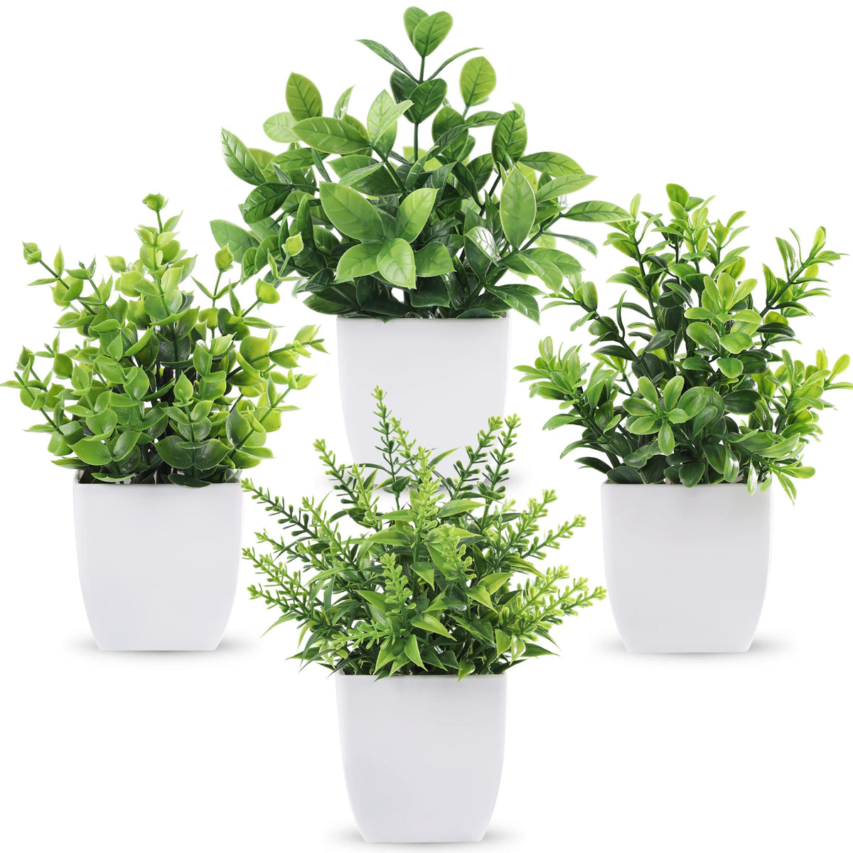 Der Rose four-pack mini artificial plants in pot for stylish, maintenance-free décor.