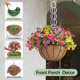 Der Rose hanging flowers basket assembly demonstrates easy DIY outdoor decor setup.