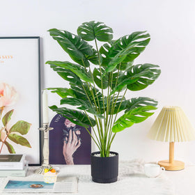 Der Rose Monstera 28-inch close-up of durable, fade-resistant leaves.