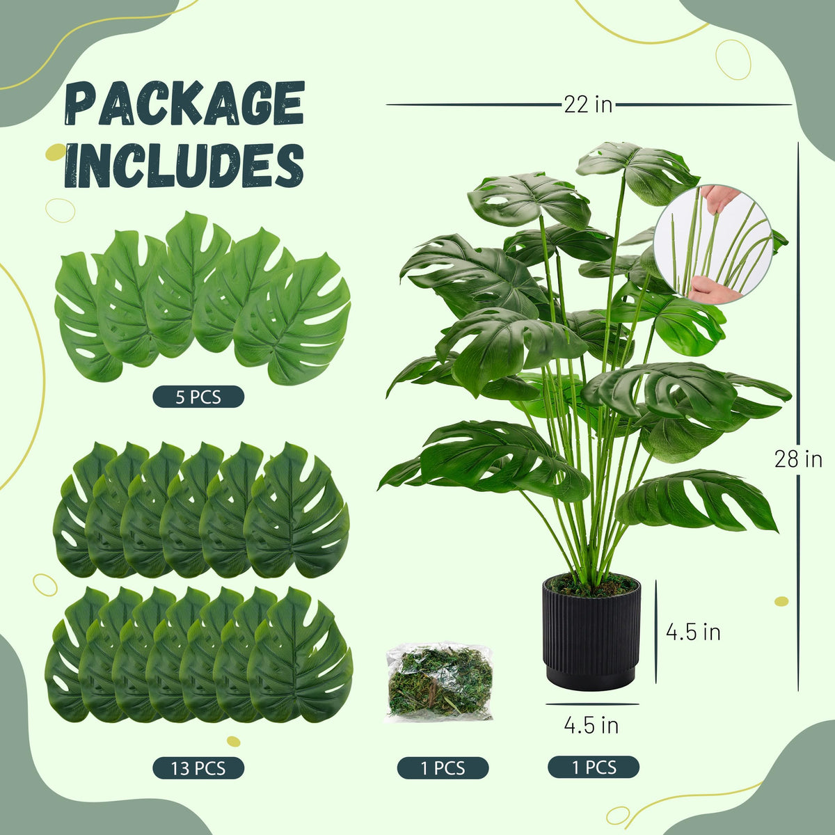 Der Rose Monstera 28-inch porch setup adds natural charm.