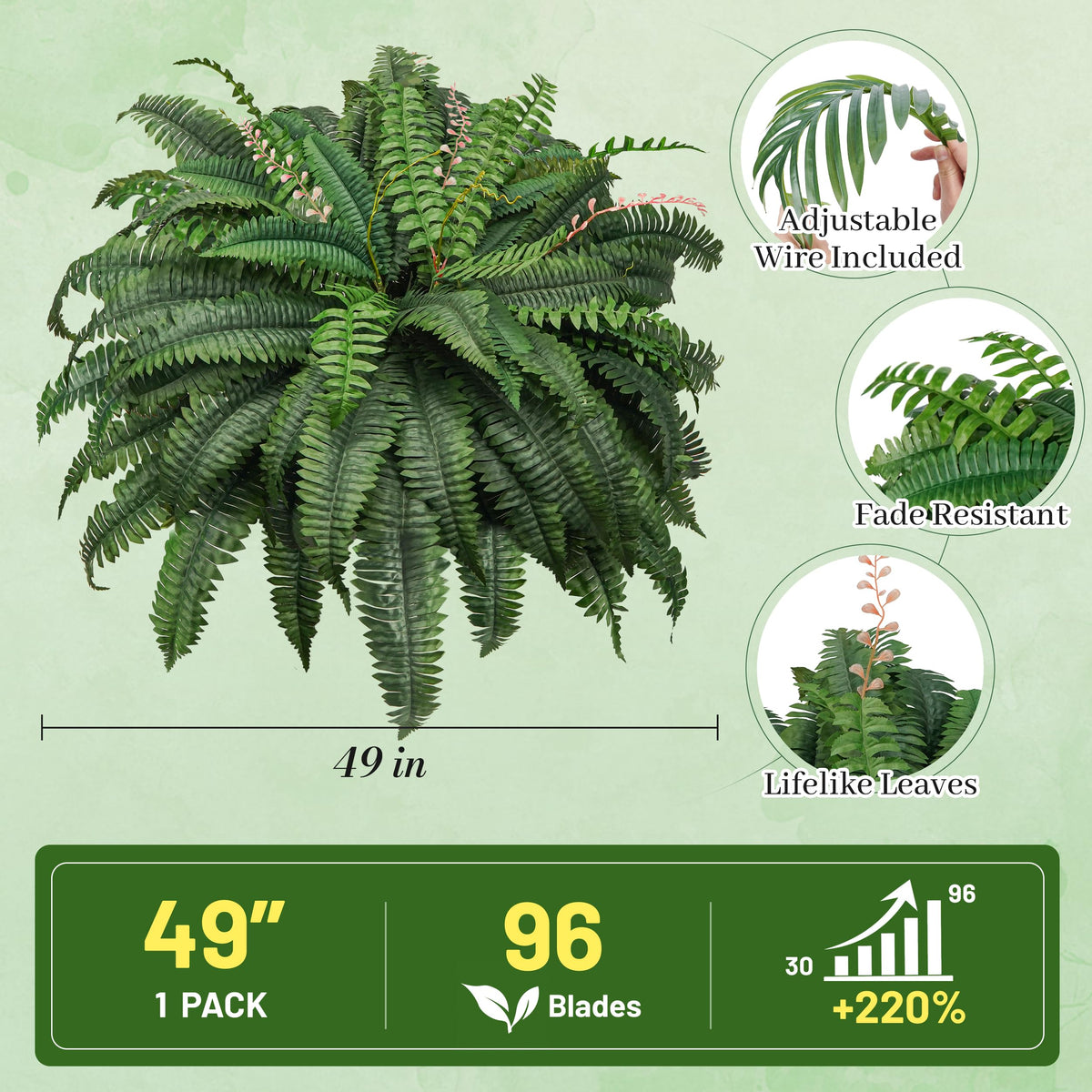 Der Rose outdoor faux fern UV resistant for sun.