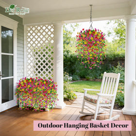 Der Rose ready-to-hang basket with four bouquets ready to install
