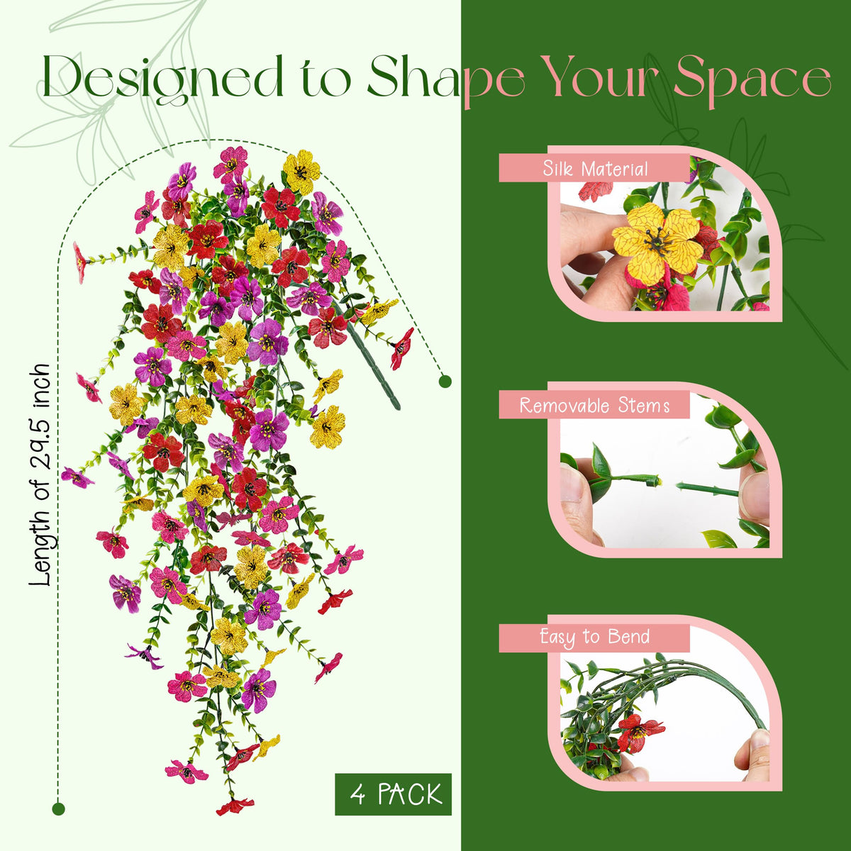 Der Rose silk daisy hanging flowers on balcony brighten the space with easy setup.