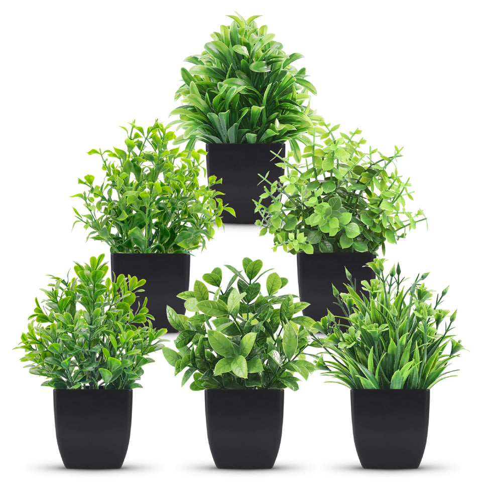 Der Rose six-pack fake plants with varied leaves for vibrant, easy-care living room decor