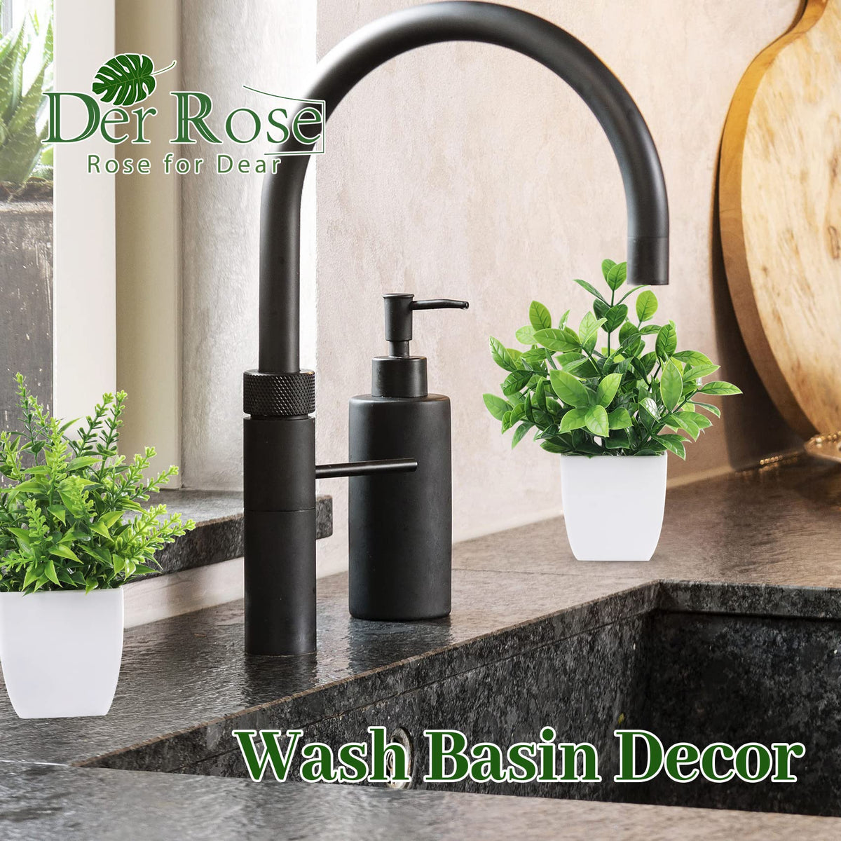 Der Rose small potted plants suit kitchen desk design.