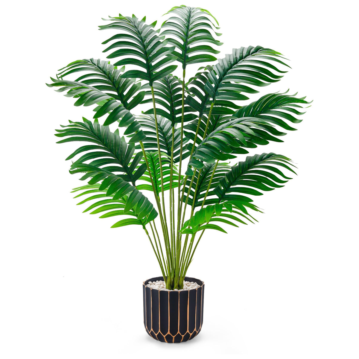 Der Rose tall artificial palm tree in black-gold pot for stylish living spaces