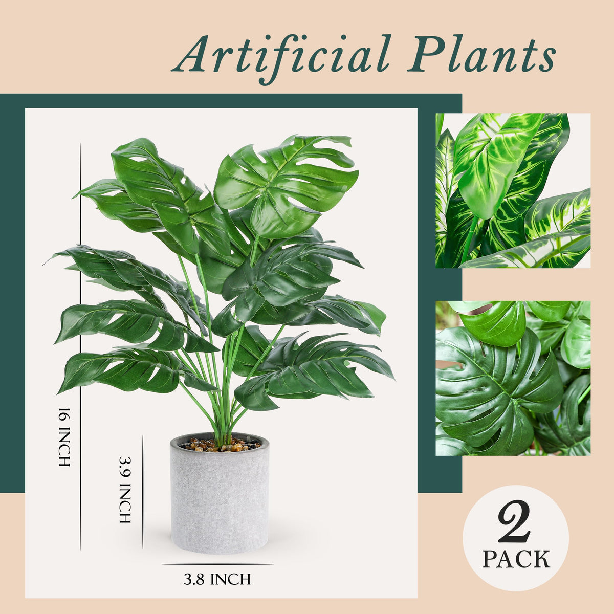 Der Rose tropical artificial plants on a desk setup with vibrant, realistic leaves.
