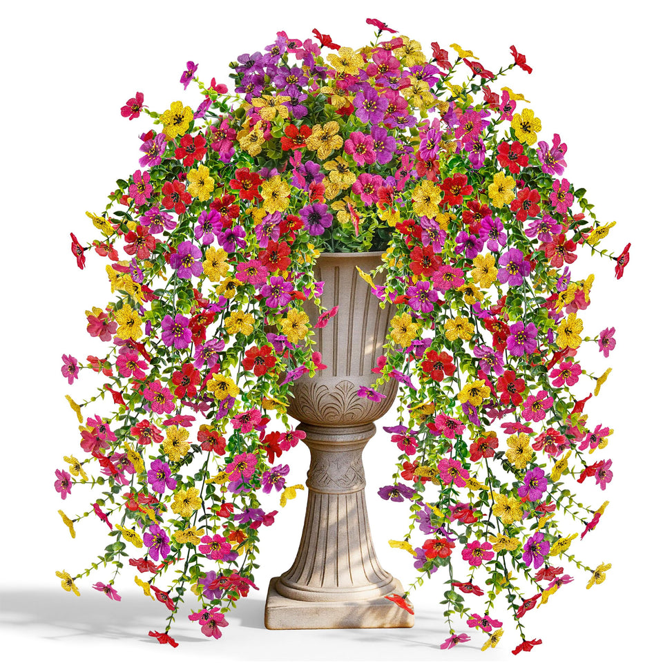 Der Rose UV resistant silk daisy hanging bundle on sunlit porch for long-lasting color.