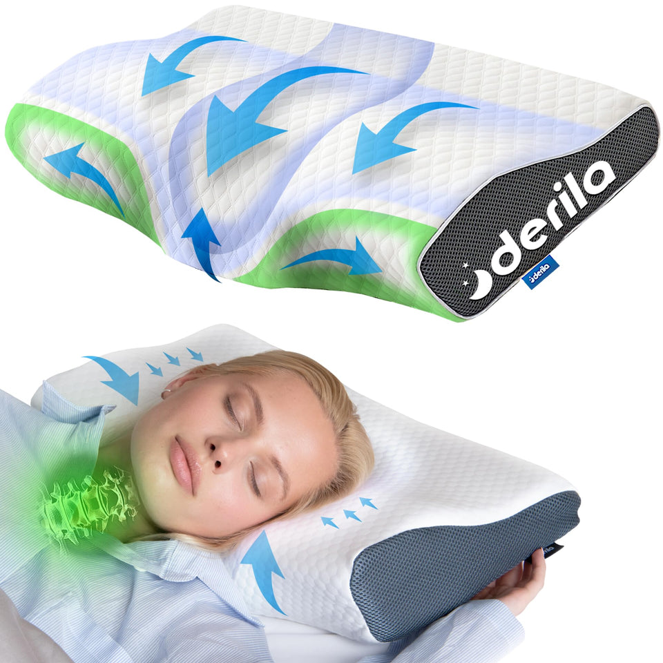 Derila cervical neck pillow butterfly shape for targeted neck support and better sleep