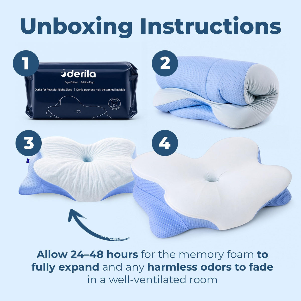 Derila Ergo back-sleeper-friendly profile helps maintain head support through the night.