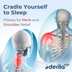 Derila Ergo memory foam close-up reveals high-density foam that adapts to your neck.