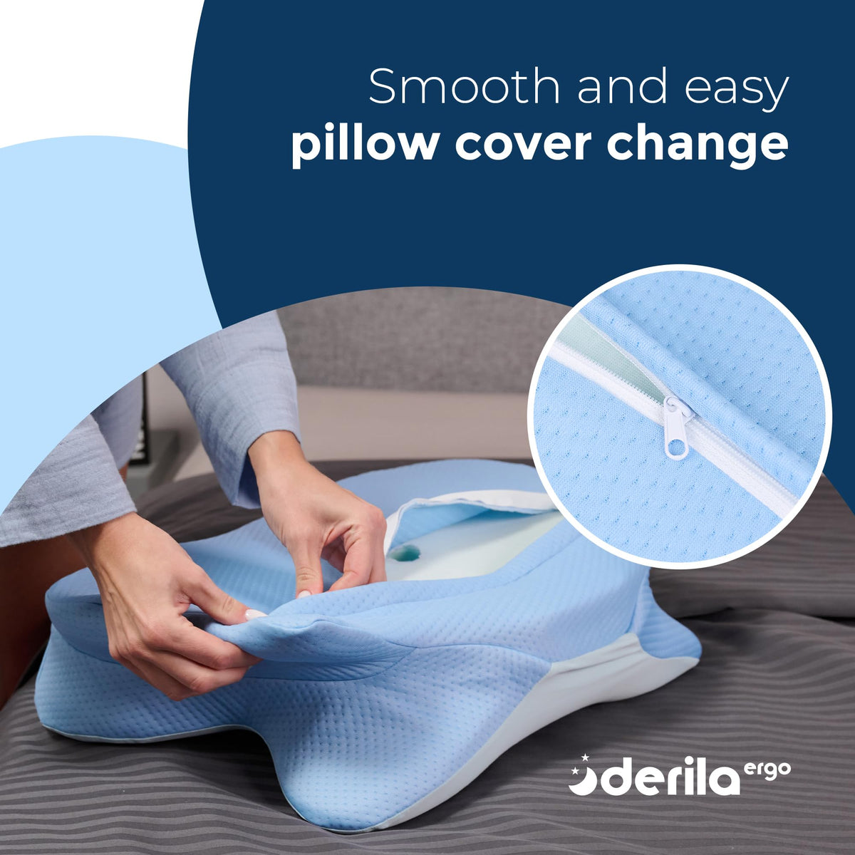 Derila Ergo Pillowcase perfect fit for 21.25 x 14.17 x 4.72 inch pillow.