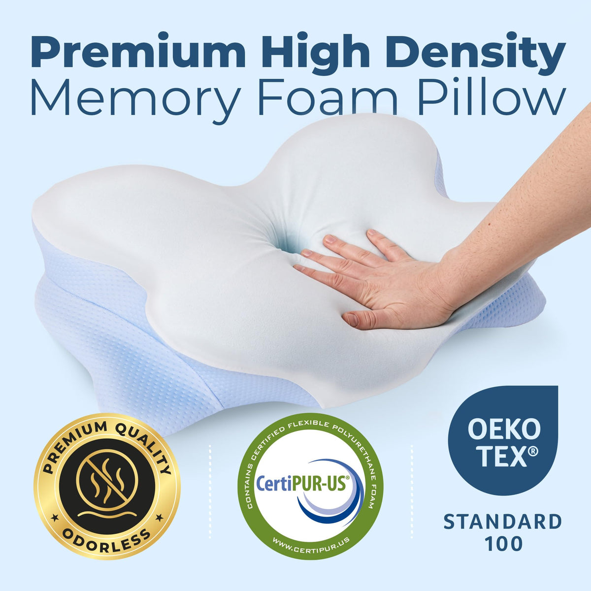 Derila Ergo side-sleeper-fit contours to shoulder lines for comfortable side rest.