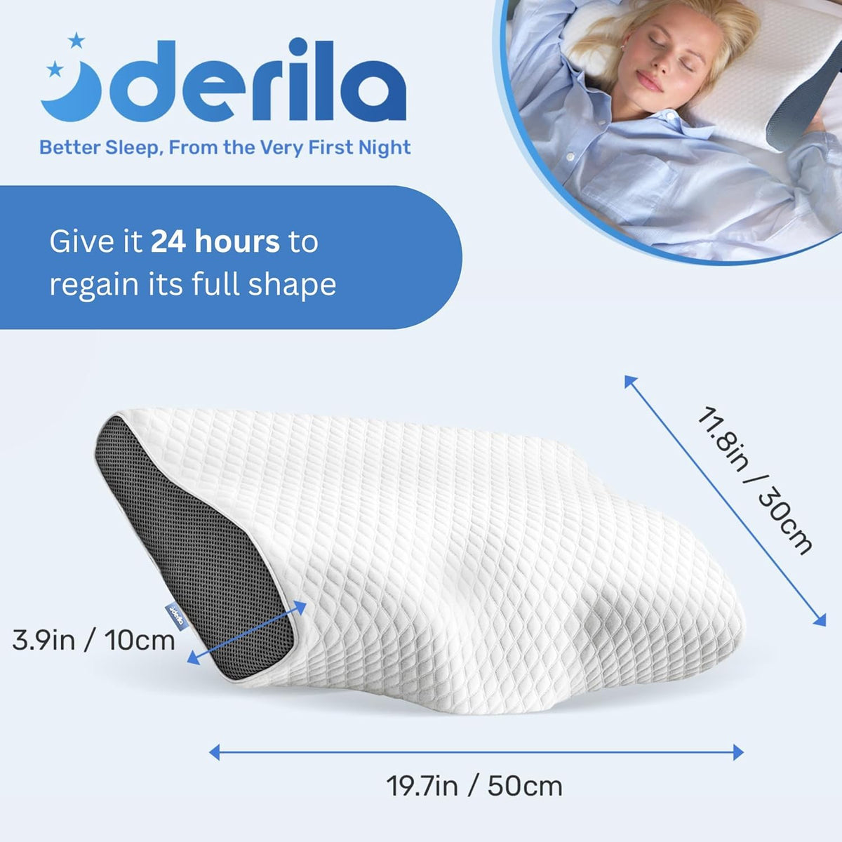Derila memory foam pillow breathable cover for cooler, sweat-free nights