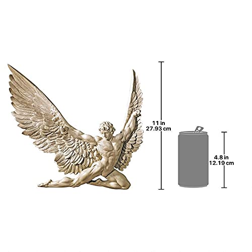 Design Toscano Icarus wall sculpture reveals sinewy muscles and carved plumage for striking display.