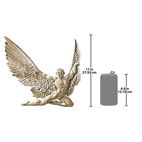 Design Toscano Icarus wall sculpture reveals sinewy muscles and carved plumage for striking display.