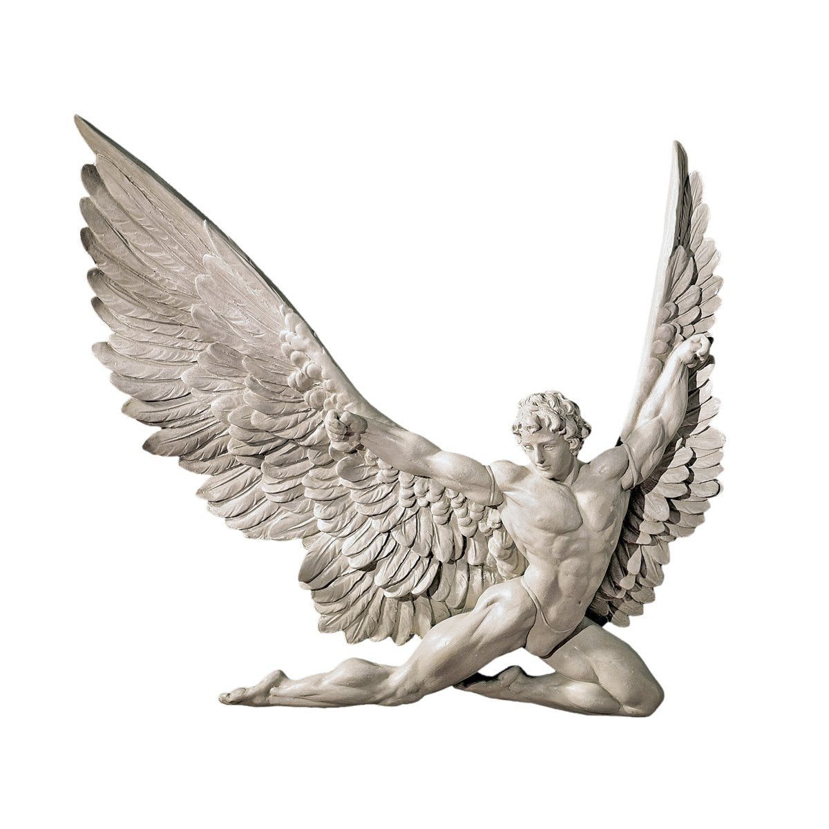 Design Toscano Icarus wall sculpture with wings and feathers for a dramatic myth-inspired focal point.