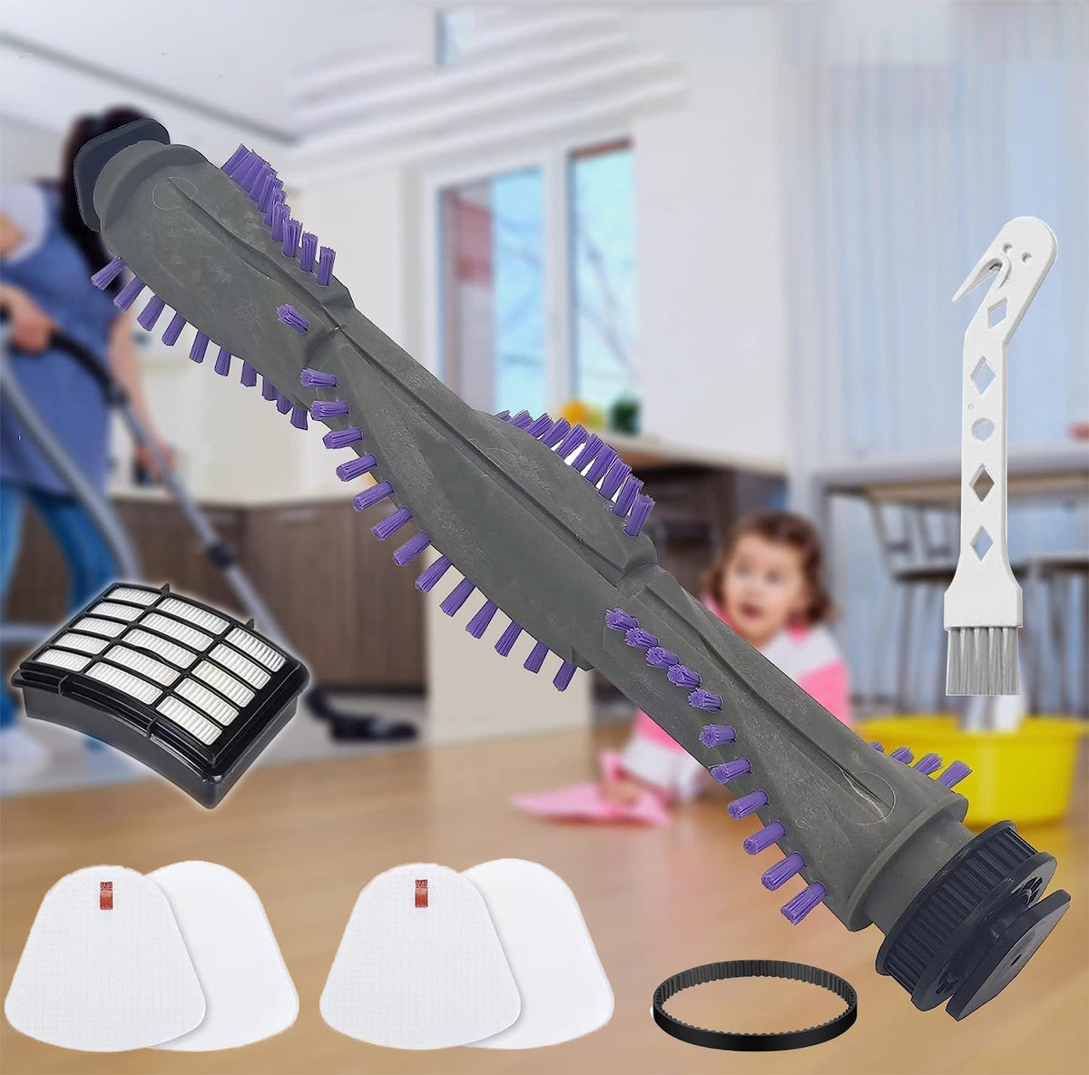 Detetap replacement kit pack includes filters, belt, and brush