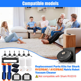 Detetap Shark RV2310AE side brushes for edge-to-edge debris pickup.