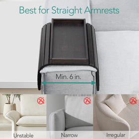 DETOR arm tray fits most straight armrests for versatile use.