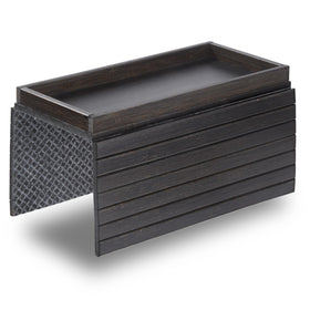 DETOR sofa arm tray shows spacious storage box for remotes and snacks.