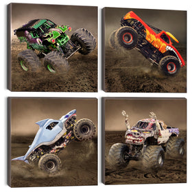 Deveosa monster-truck-poster-panel-01 colorful wall art for kids' playroom