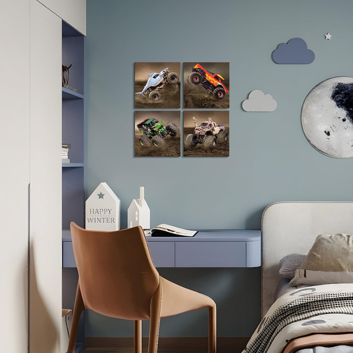 Deveosa monster-truck-poster-panel-04 refined look with solid wood frame