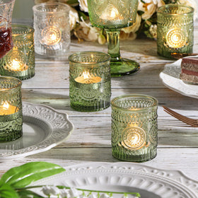 DEVI green votive holders suit boho fall decor and intimate dinners.