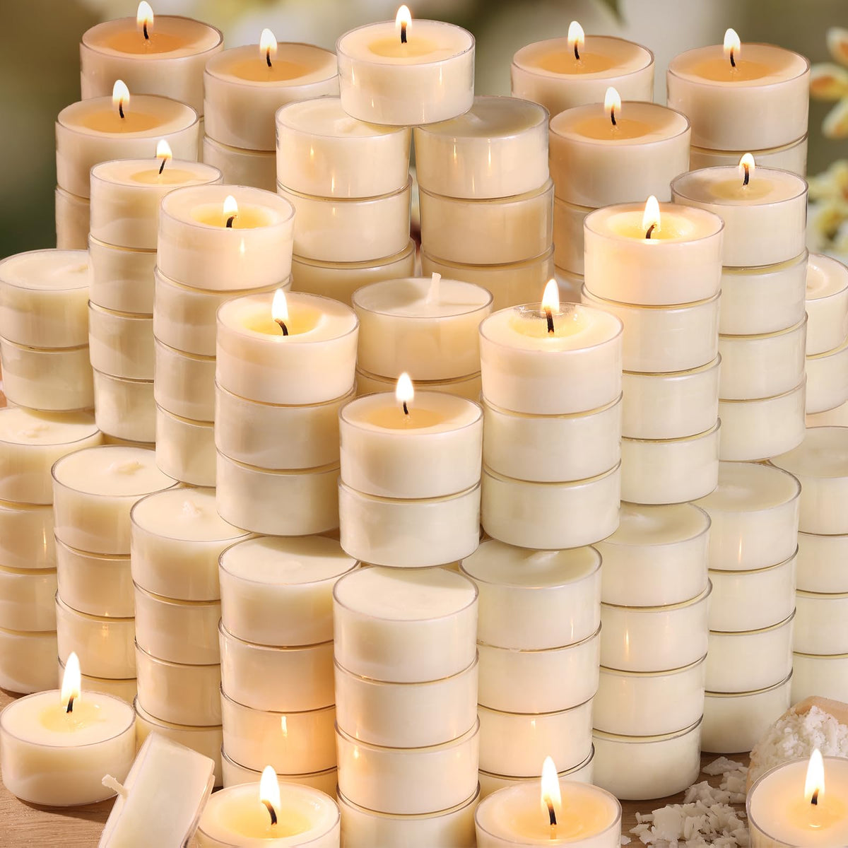 DEVI soy tea lights 200-pack for elegant wedding ambiance.