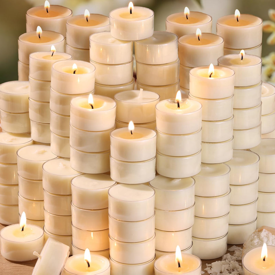 DEVI soy tea lights 200-pack for elegant wedding ambiance.