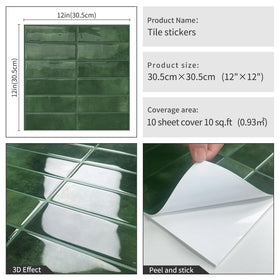 DEWOO green backsplash enhances kitchens or baths with modern flair.