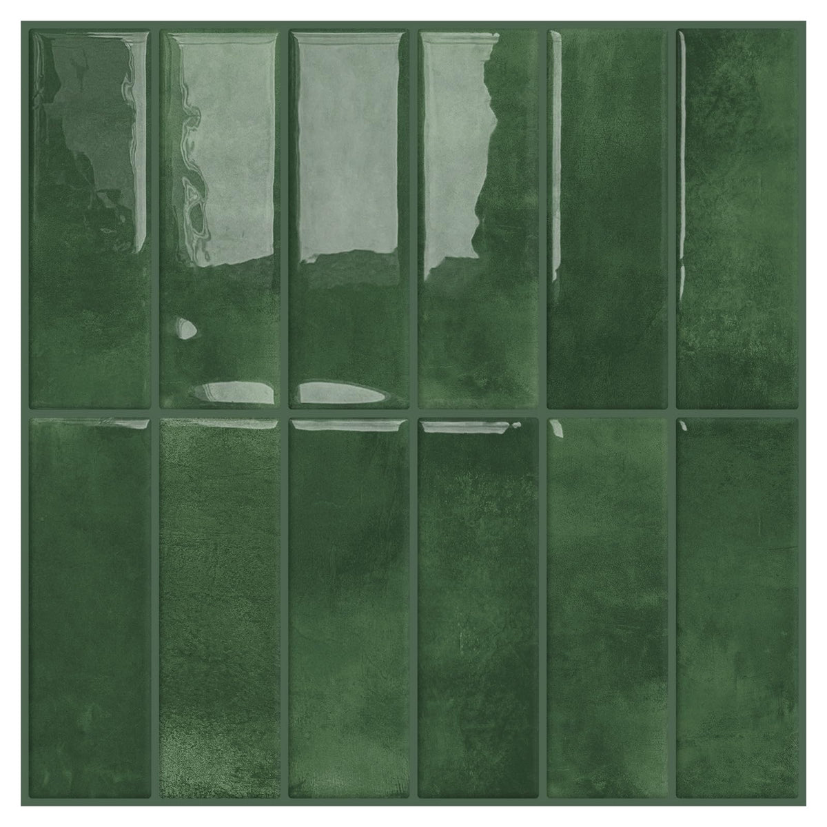 DEWOO Peel and Stick green subway backsplash tiles for a quick kitchen upgrade.