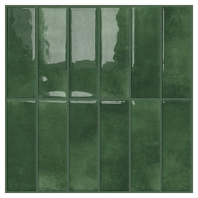 DEWOO peel-and-stick subway backsplash in green speeds up a kitchen upgrade.