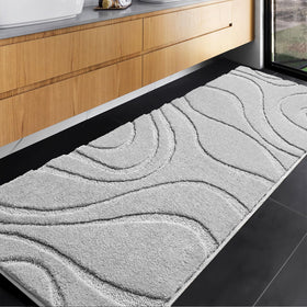 DEXDE bathroom rug runner 24x60 in light grey, non-slip for safer bathroom floors.