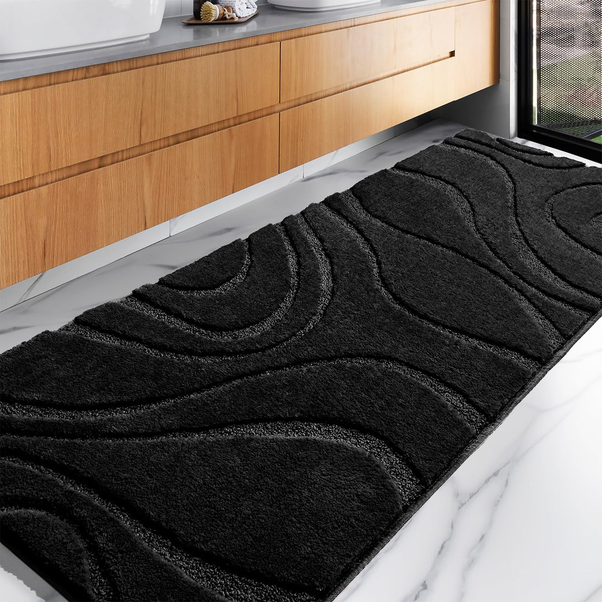 DEXDE bathroom rug runner 24x72 with plush microfiber that absorbs moisture quickly