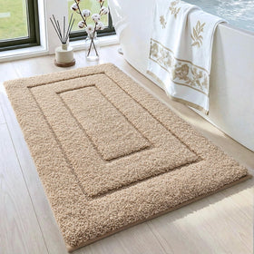 DEXI bathroom rug 32x20 with non-slip backing stays secure on wet floors.