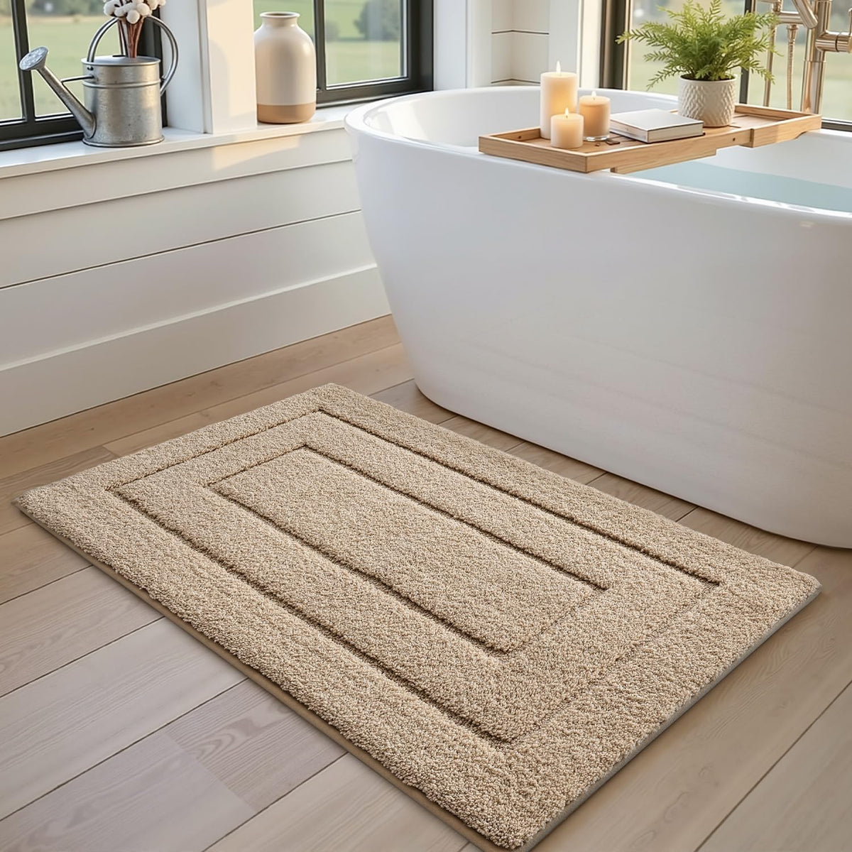 DEXI machine-washable bath rug maintains color and texture