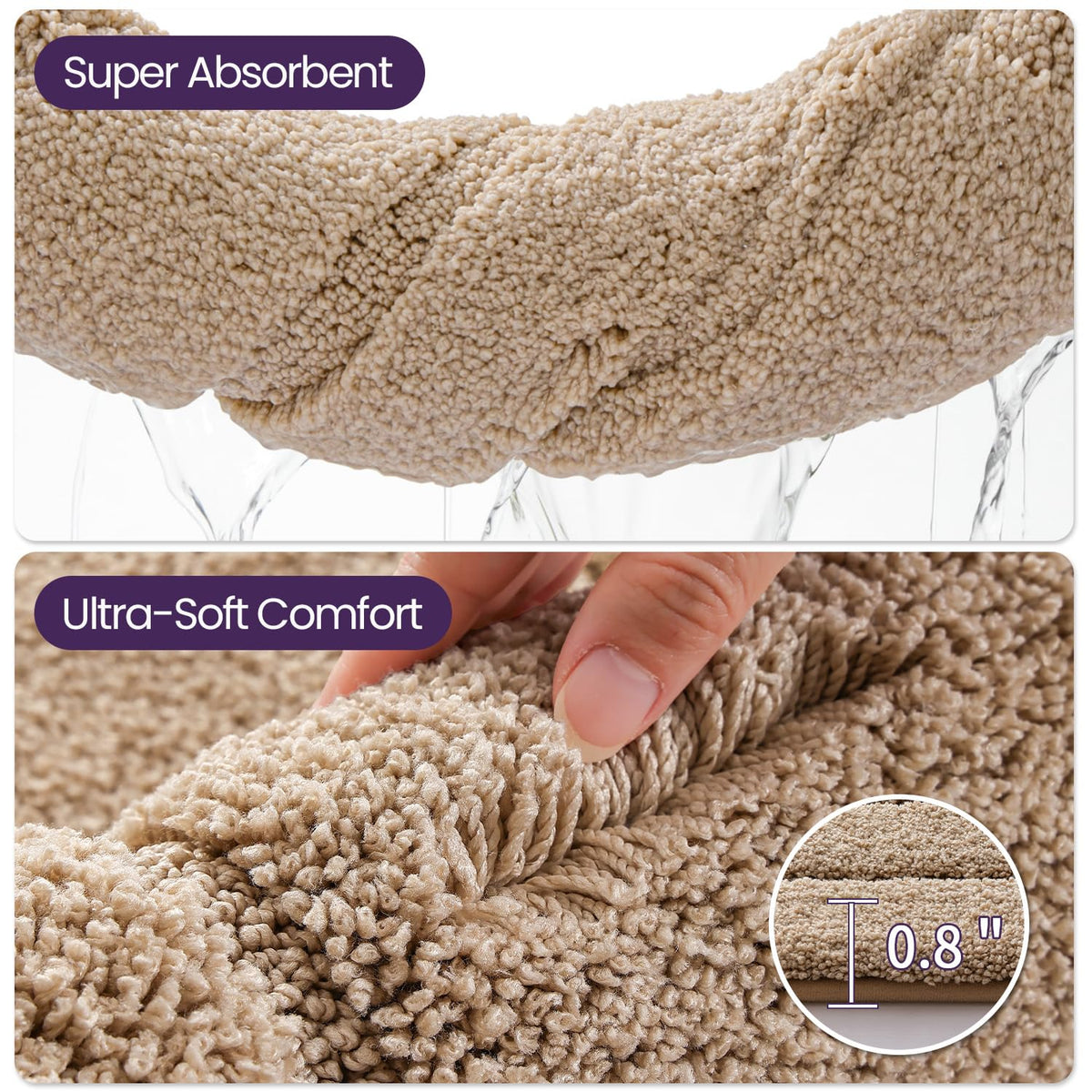 DEXI versatile rug fits in front of sink, tub, or vanity.