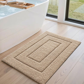 DEXI plush pile provides soft, warm foot comfort after showers.
