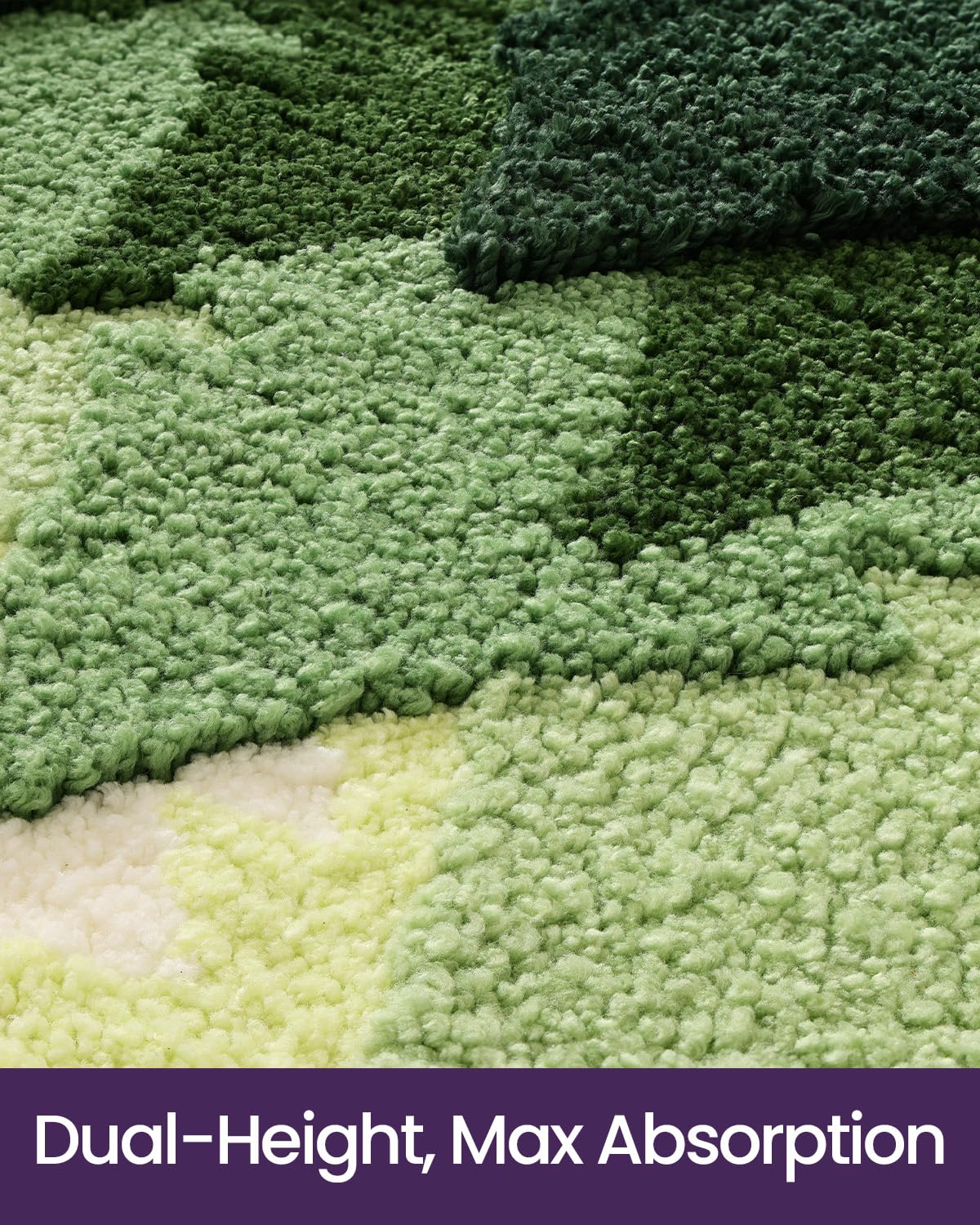 Forest green DEXI bath mat fits a 20x32 space in front of tub.