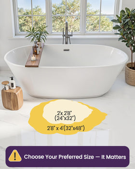 DEXI leaf bath rug with non-slip back helps prevent slips on wet floors