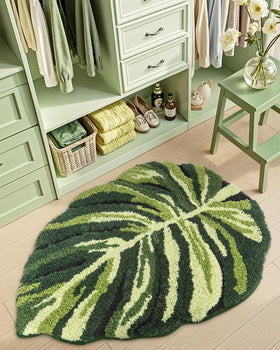 DEXI leaf bath rug is machine washable for easy care and lasting color