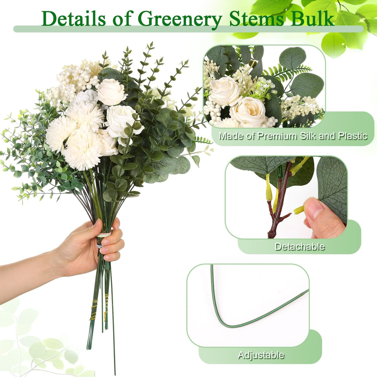 Dexpinzo 11-15 inch long eucalyptus stems for easy customization