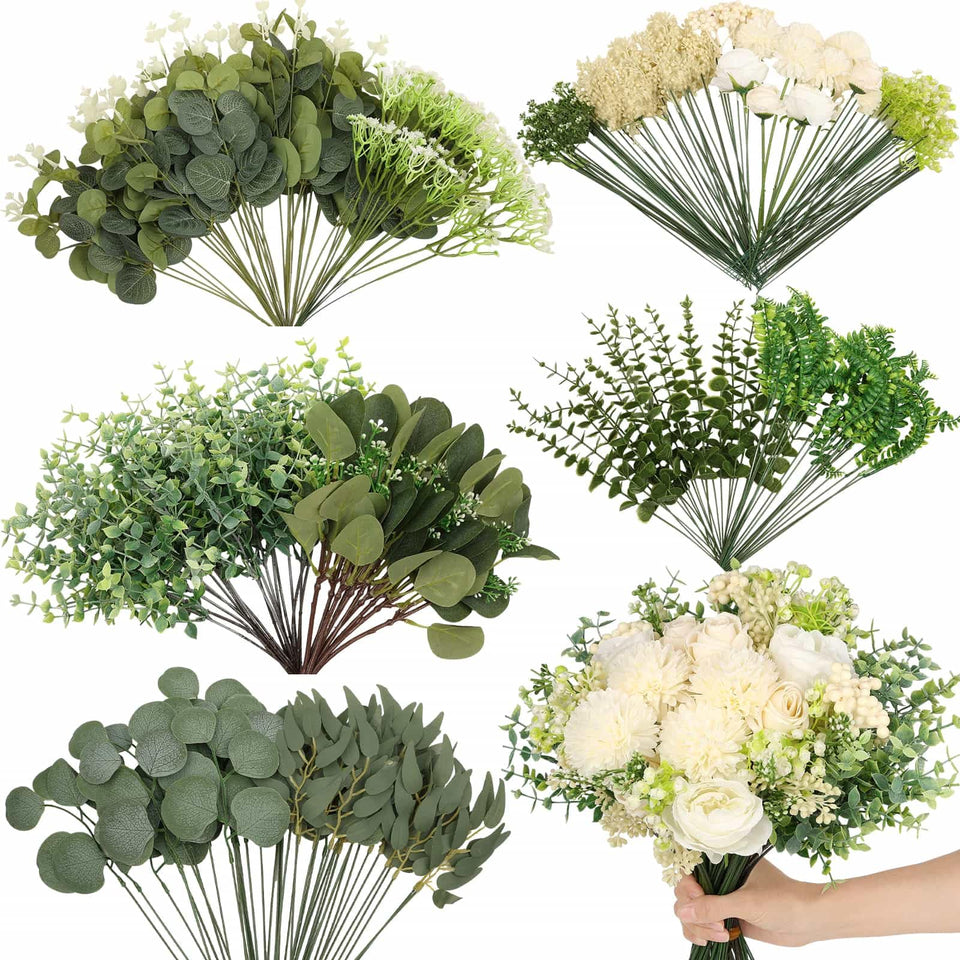 Dexpinzo 120pcs mixed artificial eucalyptus stems for versatile arrangements