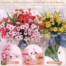 Dexpinzo outdoor decor for porch or garden using vibrant faux floral bundles.