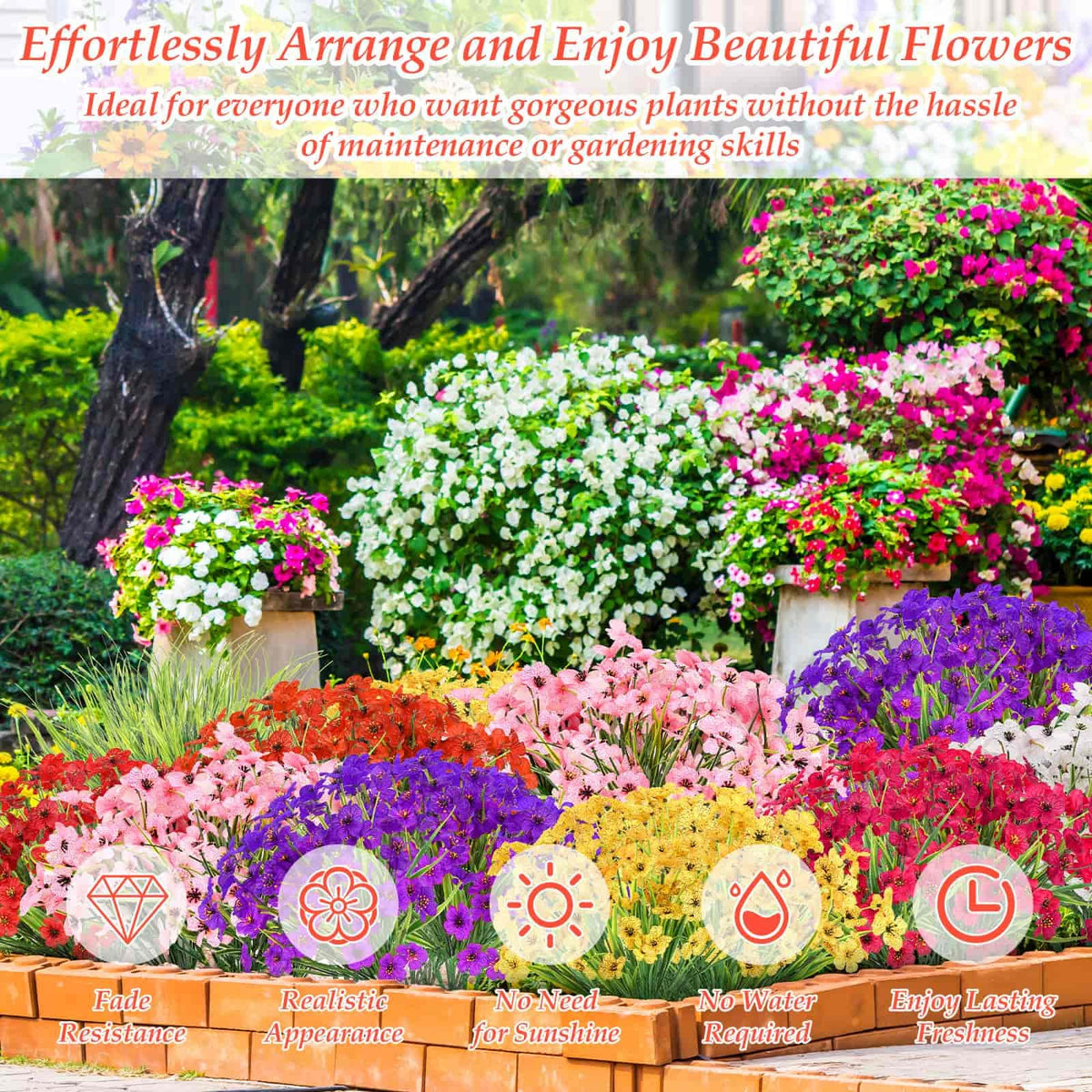 Dexpinzo violet artificial flowers closeup showing realistic color and texture.