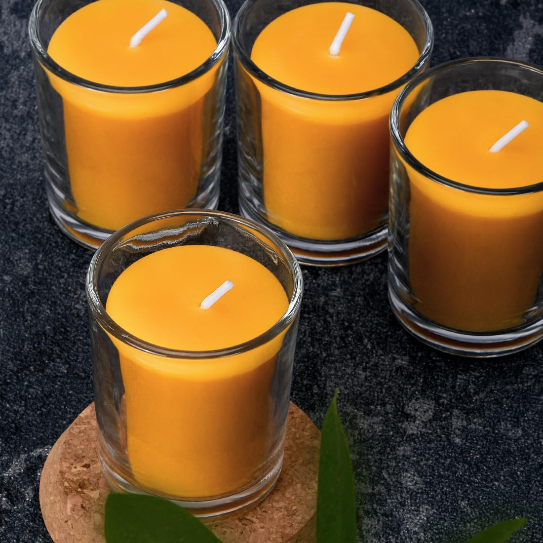 DEYBBY beeswax votive set—six-pack ideal for weddings, parties, and spa moments.