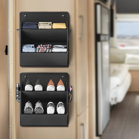 DEYILIAN RV shoe storage with adhesive strips for damage-free wall mounting and quick setup.