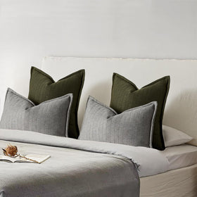 DEZENE olive green linen pillow cover set of 2 for versatile decor